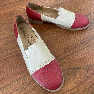 Vintage Classical Leather Oxford Inspired Flat Slip On Shoes Size 39